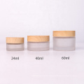 Beautiful cream packaging glass cosmetic jar cream jar with bamboo lid